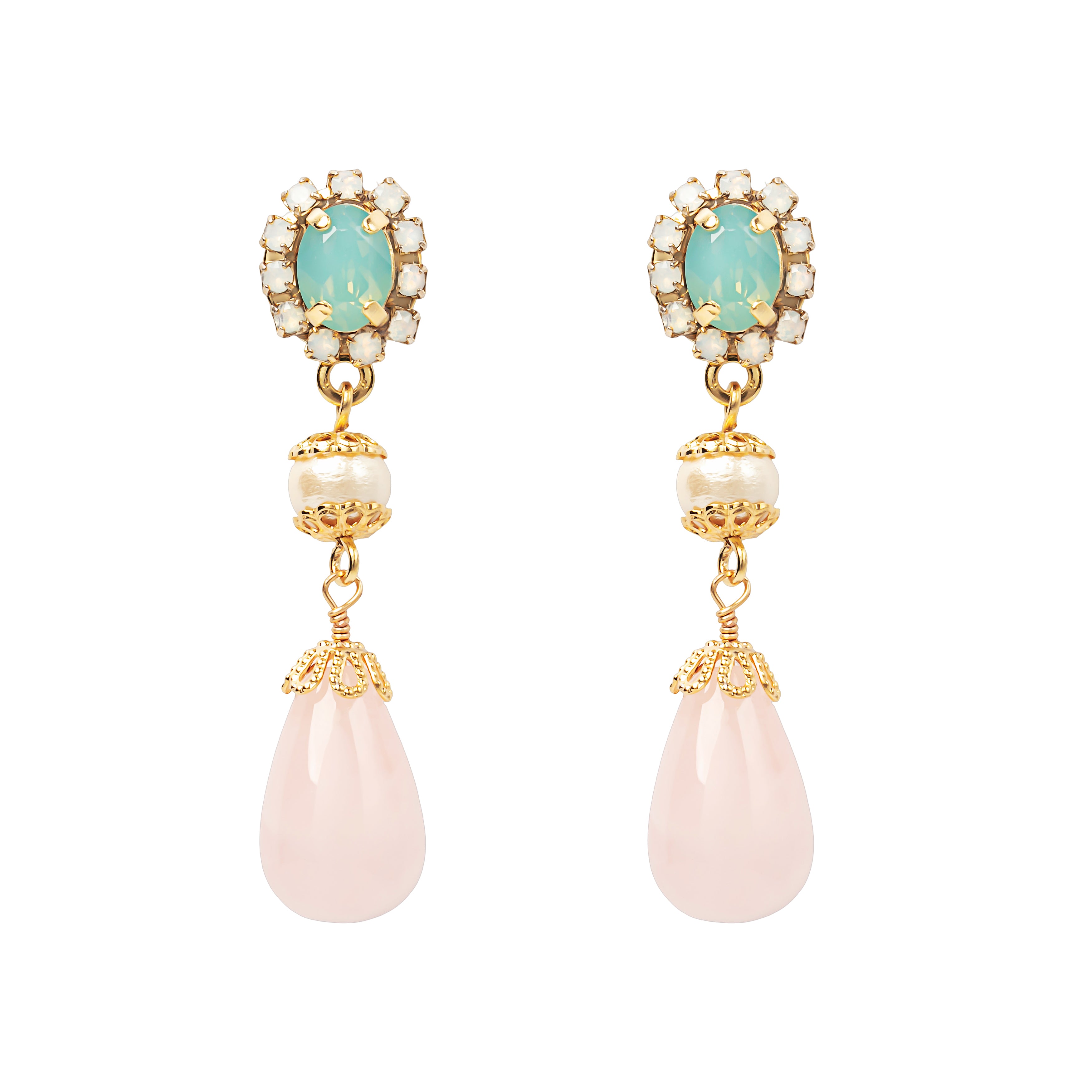 ローズクォーツ♡リトルウッズボタニカルころっとハート♡ピアス/イヤリング✩ ローズクォーツ♡リトルウッズボタニカルころっとハート♡ピアス